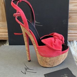 Giuseppe Zanotti
Giuseppe Zanotti Pink Suede Cork Platform  Ankle Strap Sandals.